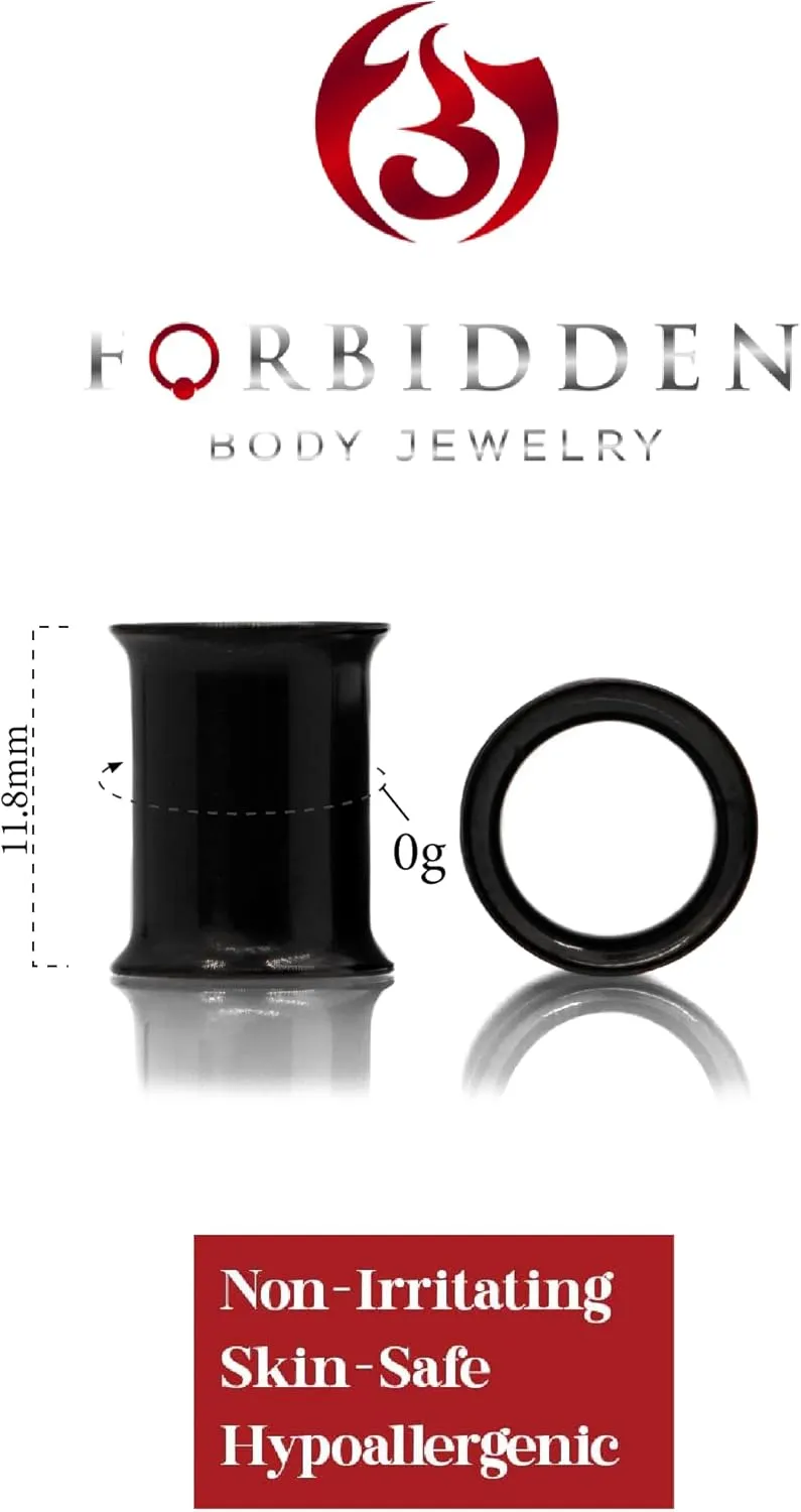 Forbidden Body Jewelry Ear Gauges, Ear Tunnels, Tunnels For Ears, 8G-1 Inch Surgical Steel Mirror Finish Double Flared Tunnel Plug Earrings, Earrings for Men and Women, Black, Gold or Rose Gold