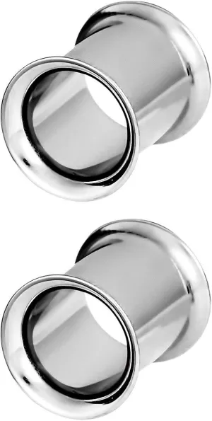 Forbidden Body Jewelry Ear Gauges, Ear Tunnels, Tunnels For Ears, Surgical Steel Mirror Finish Double Flared Tunnel Plug Earrings