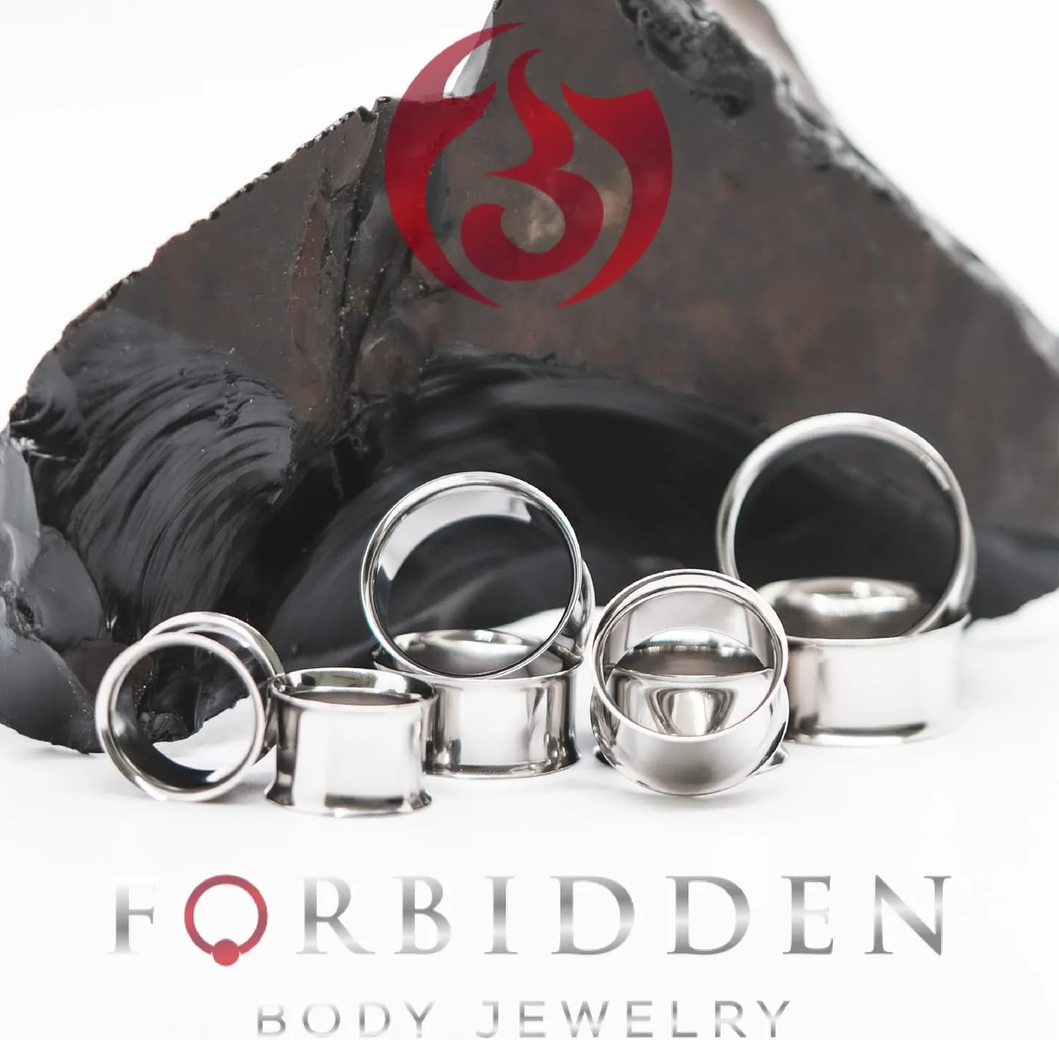 Forbidden Body Jewelry Ear Gauges, Ear Tunnels, Tunnels For Ears, Surgical Steel Mirror Finish Double Flared Tunnel Plug Earrings