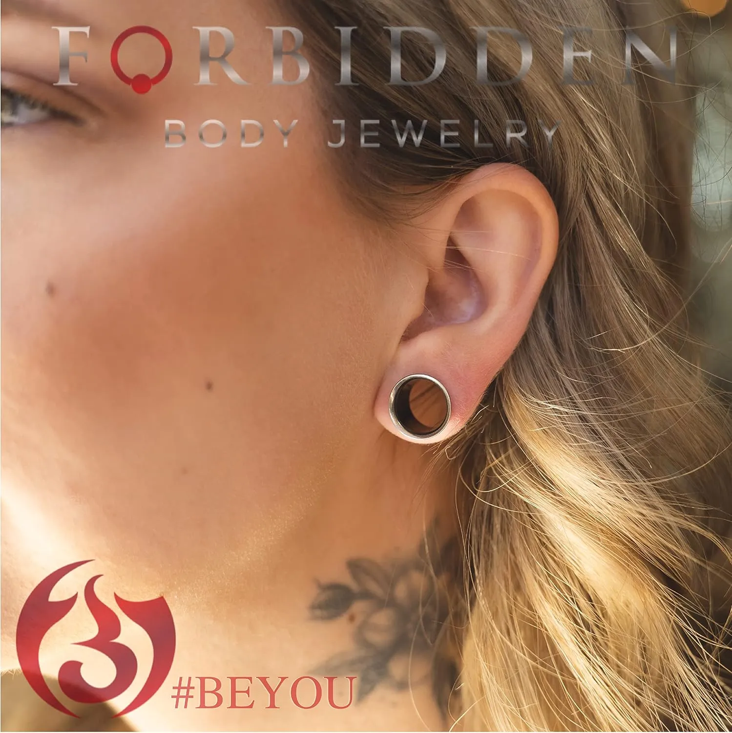 Forbidden Body Jewelry Ear Gauges, Ear Tunnels, Tunnels For Ears, Surgical Steel Mirror Finish Double Flared Tunnel Plug Earrings
