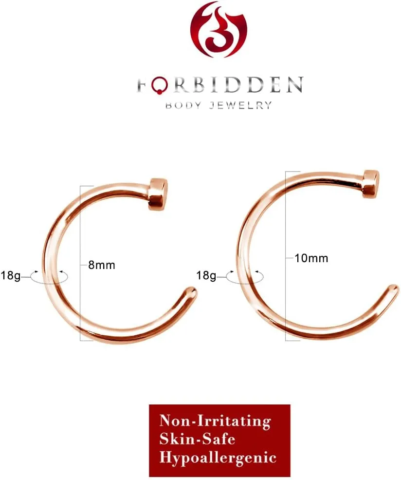 Forbidden Body Jewelry Nose Ring Hoop - Comfort Fit in Surgical Steel, Rose Gold, Yellow Gold (18G-22G, 8-10mm)
