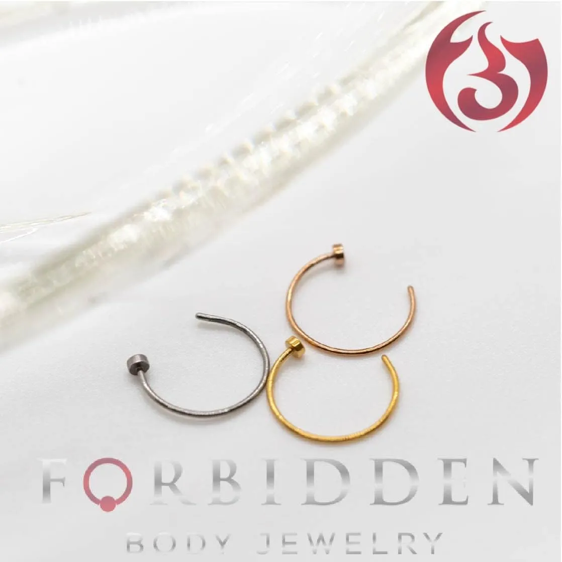 Forbidden Body Jewelry Nose Ring Hoop - Comfort Fit in Surgical Steel, Rose Gold, Yellow Gold (18G-22G, 8-10mm)