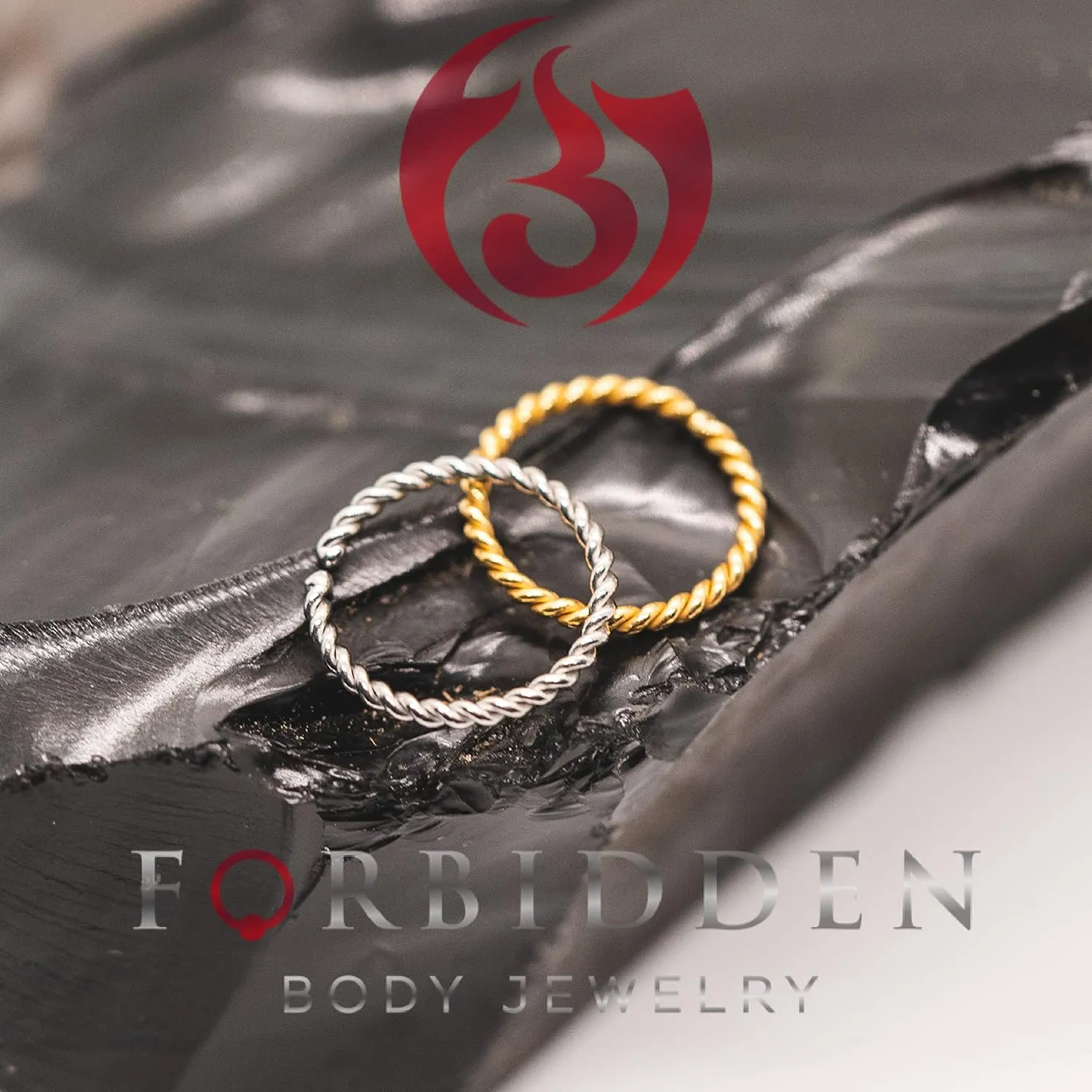 Forbidden Body Jewelry Nose Rings Set Surgical Steel Braided Hoops for Pierced and Fake Nose and Cartilage Piercings 14G-20G