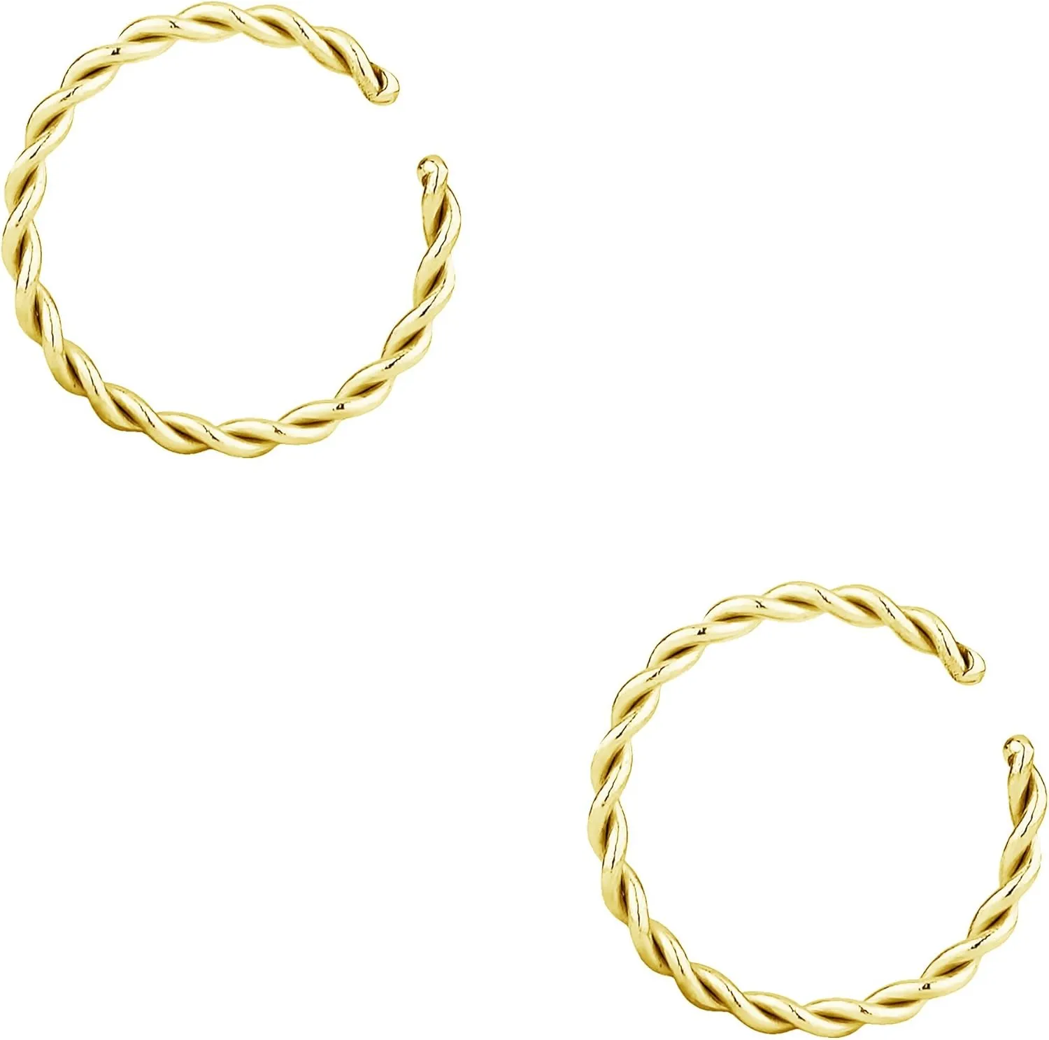 Forbidden Body Jewelry Nose Rings Set Surgical Steel Braided Hoops for Pierced and Fake Nose and Cartilage Piercings 14G-20G