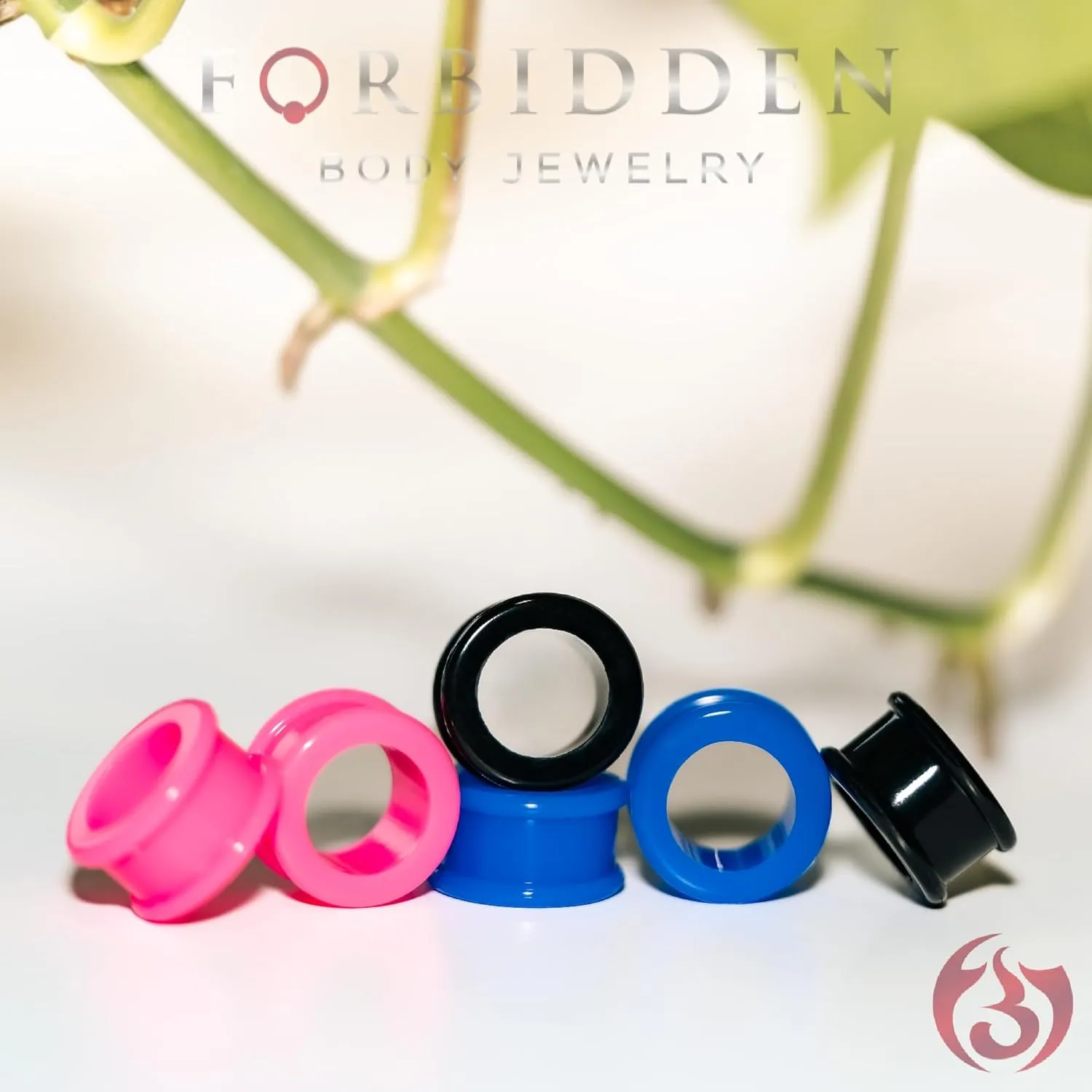 Forbidden Body Jewelry Set of 2G Ultra Soft Comfort Fit Silicone Ear Gauges, 2 Gauge 6mm Flat Double Flared Tunnel Plug Earrings
