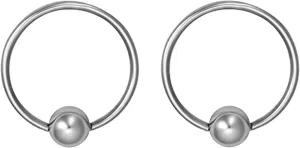 Forbidden Body Jewelry Stainless Steel Captive Bead Ring, Captive Bead Ball, Captive Hoop Cartilage, 14g-20g Every-Day Surgical Steel Captive Bead Ring Body Piercing Hoops