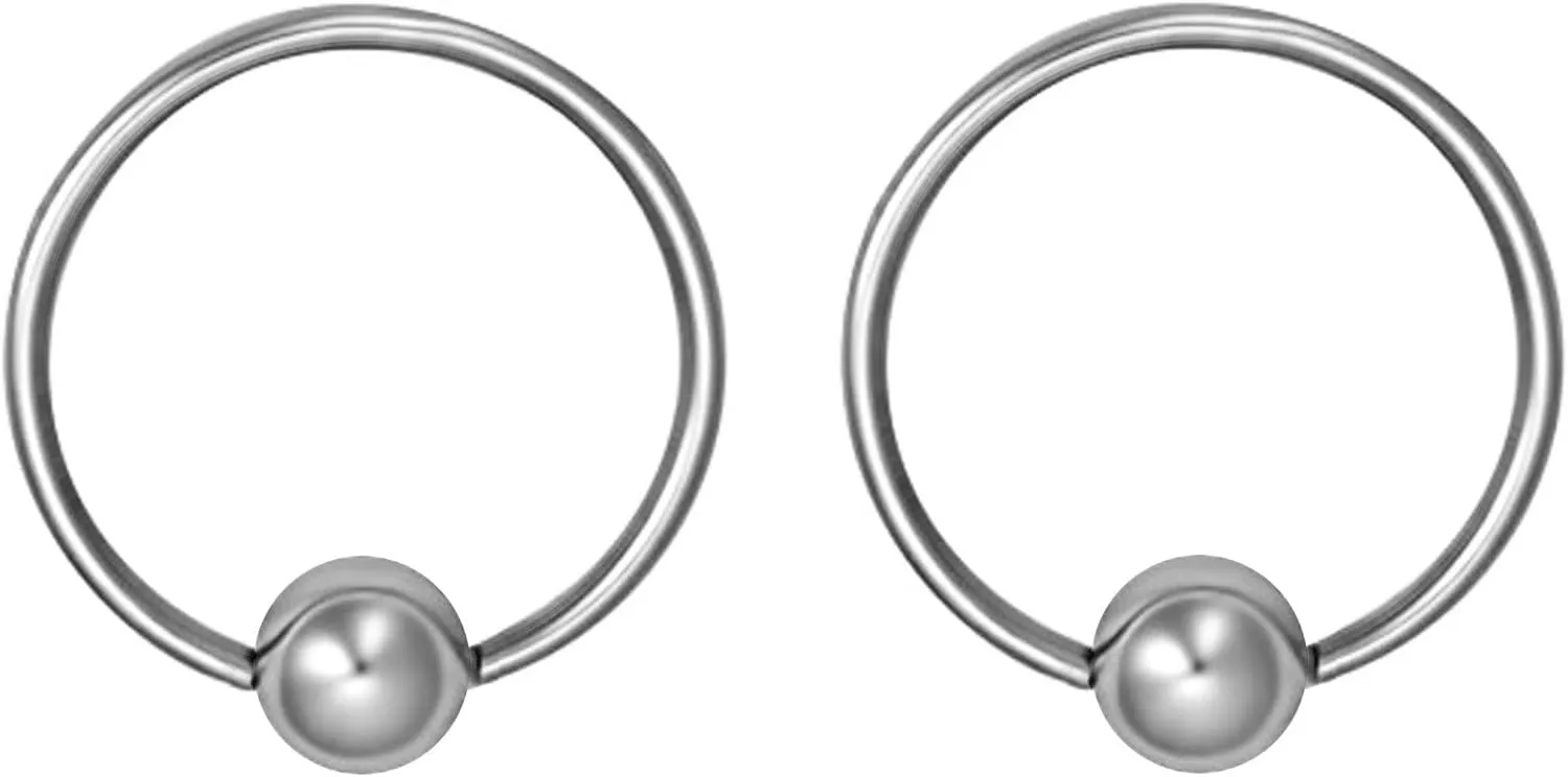 Forbidden Body Jewelry Stainless Steel Captive Bead Ring, Captive Bead Ball, Captive Hoop Cartilage, 14g-20g Every-Day Surgical Steel Captive Bead Ring Body Piercing Hoops