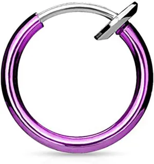 Forbidden Body Jewelry Surgical Steel Faux Nose Rings Hoop 10mm 3/8 inch (No Piercing Required)