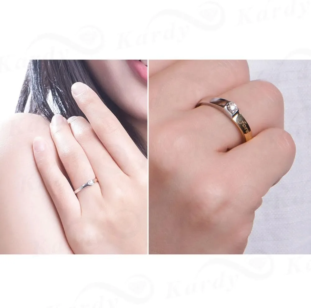 Forever Lover Diamond Solid 14K Two Tone Gold Wedding Engagement Promise Fashion Couple Ring Set(0.15cttw,G-H Color,VS-SI1 Clarity)