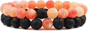 FORUBUS 2Pcs Lava Rock Beaded Bracelet Set  Essential Oil Diffuser Jewelry with Natural Stone Beads for Aromatherapy, Yoga, Meditation, and Stress Relief, Stretchy Bracelets for Women Men