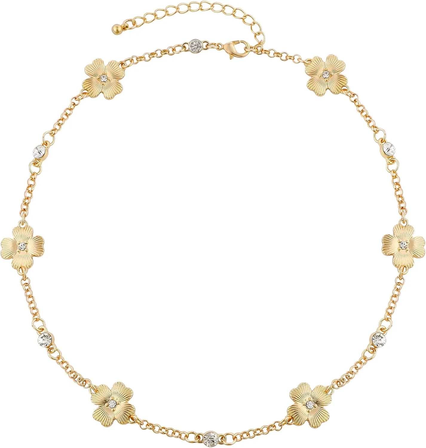 Four-leaf Clover Cherry Lightning Hamburg Lemon Bow Mushrooms Laser Ball Cowboy Hat Dice Bead Choker Necklace for Women,18K Gold Plated CZ Necklace Jewelry Gift for Birthday Valentine Graduation