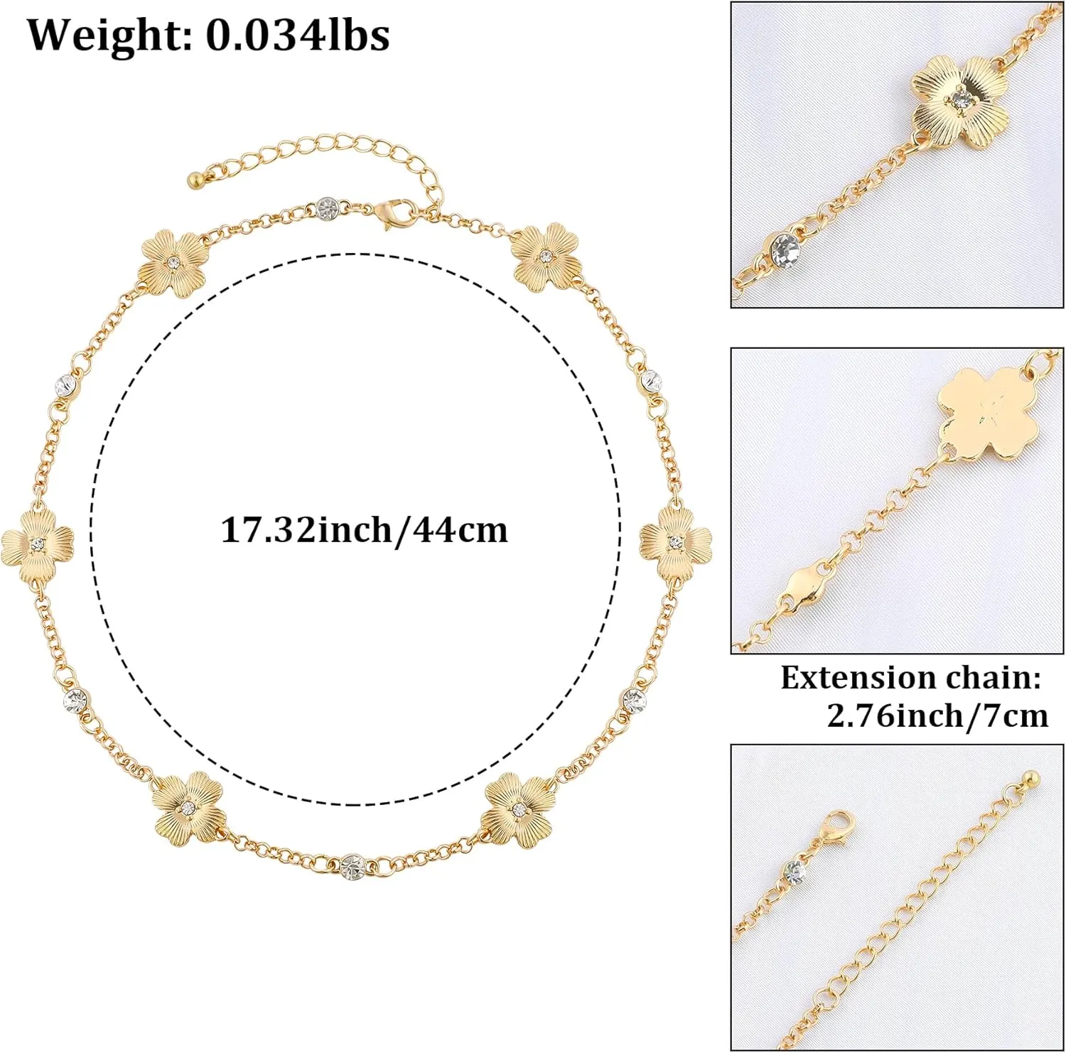 Four-leaf Clover Cherry Lightning Hamburg Lemon Bow Mushrooms Laser Ball Cowboy Hat Dice Bead Choker Necklace for Women,18K Gold Plated CZ Necklace Jewelry Gift for Birthday Valentine Graduation