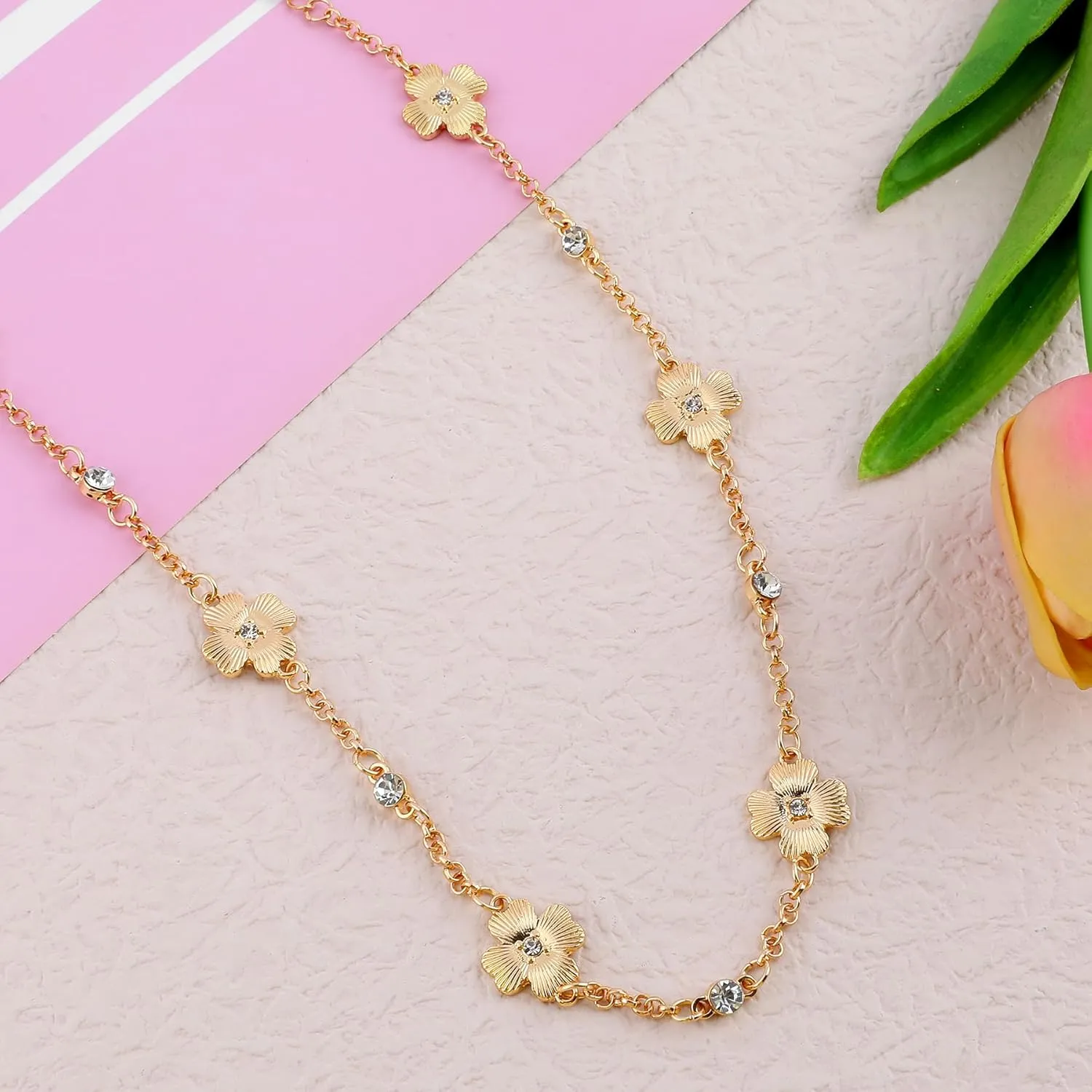 Four-leaf Clover Cherry Lightning Hamburg Lemon Bow Mushrooms Laser Ball Cowboy Hat Dice Bead Choker Necklace for Women,18K Gold Plated CZ Necklace Jewelry Gift for Birthday Valentine Graduation