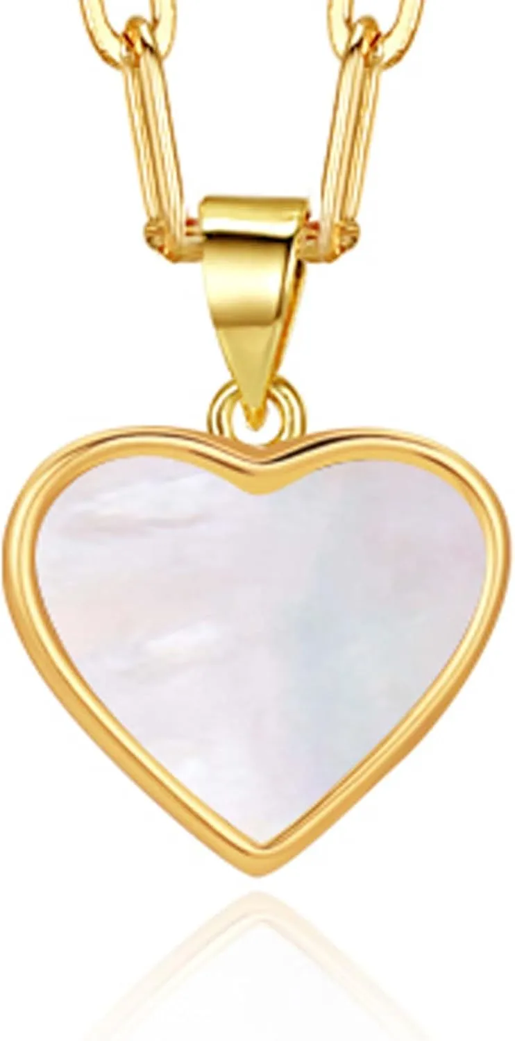 Four Leaf Clover Pendant Necklace Double Layer Chain 14K Gold Plated Birthday Valentine's day Jewelry Gift for Women Wife