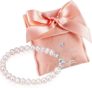 Freshwater Cultured Pearl Bracelet, Sterling Silver Jewelry. Toddler Bracelets for Girls, Toddler Girl Birthday Gifts, Keepsake Baby Girl gift