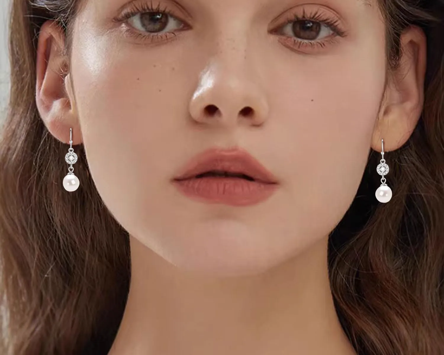 Freshwater Pearl Drop Earrings for Women, Sterling Silver Pearl Dangle Earrings Wedding Jewelry Gift for Bride Bridesmaid