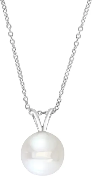 Freshwater Pearl Pendant 7.0-7.5mm with .925 Sterling Silver Adjustable Chain 16"-18", Pendant Necklace Jewelry