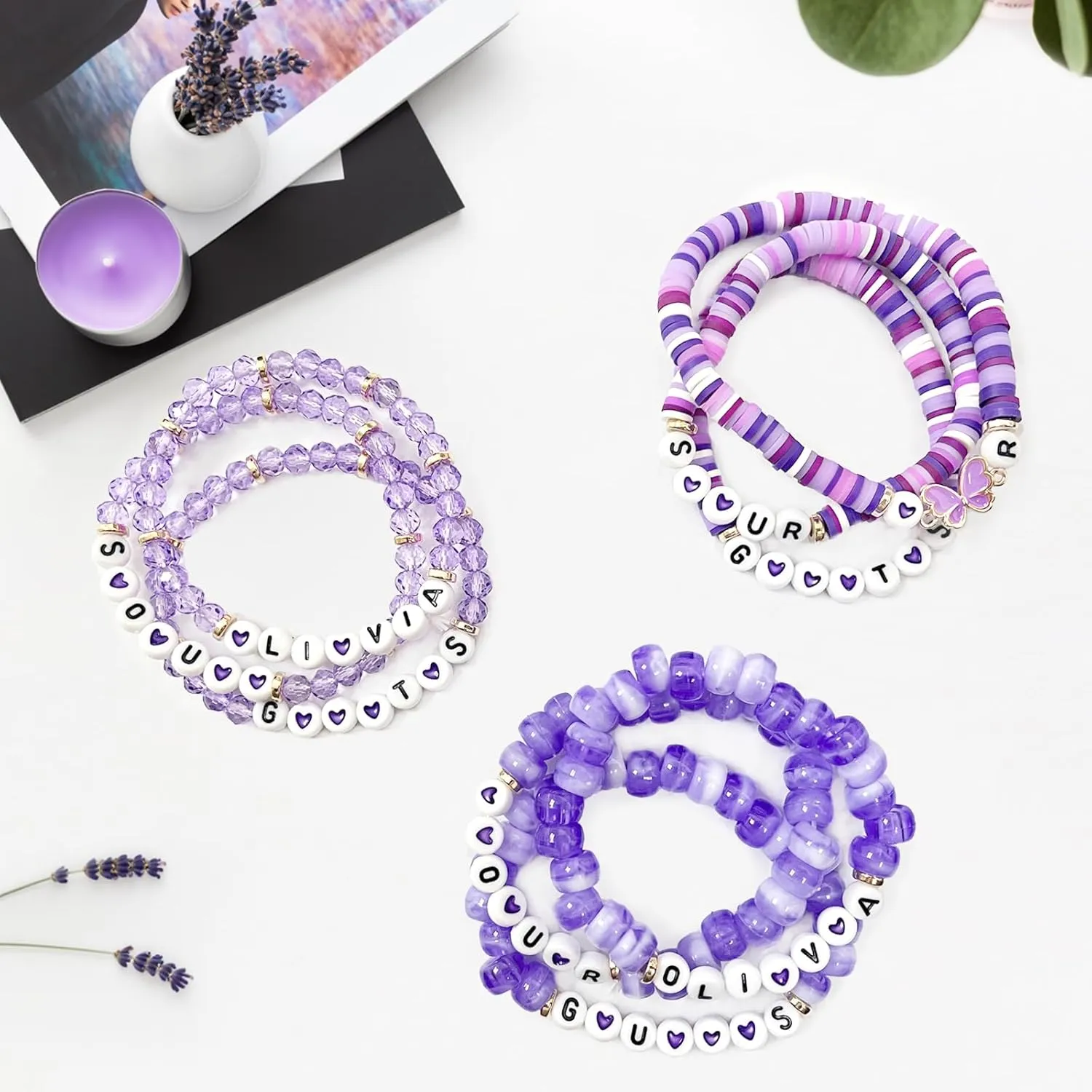 Friendship Bracelets Sets for Singer Merch, Purple Earrings and Hair Clips, Gifts for Fan, Birthdays, Concert Outfits, and Party Favors