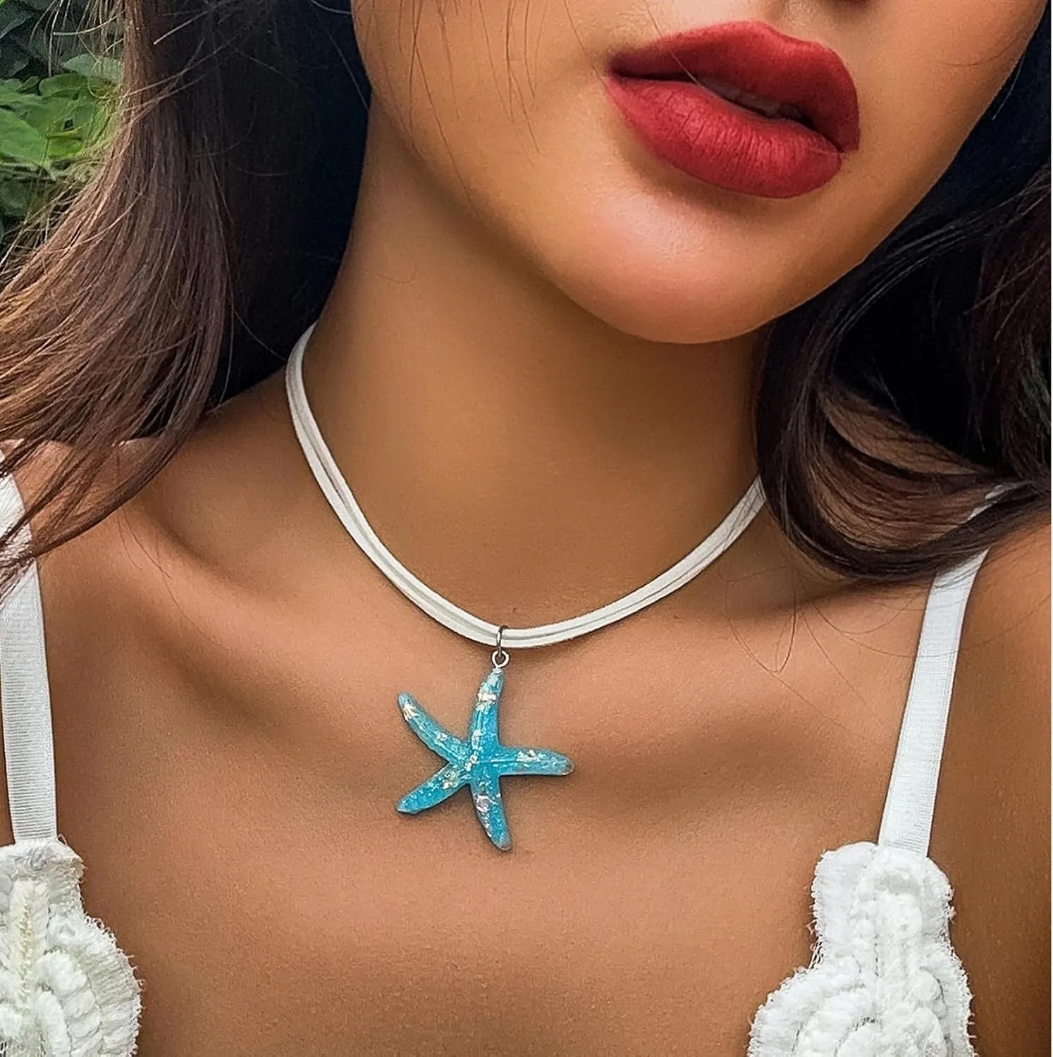 Frodete Starfish Necklace for Women Gold Shell Conch Starfish Necklaces Summer Beach Jewelry Outfits Accessories