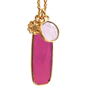 Fuchsia Chalcedony & Rose Quartz Pendant Necklace