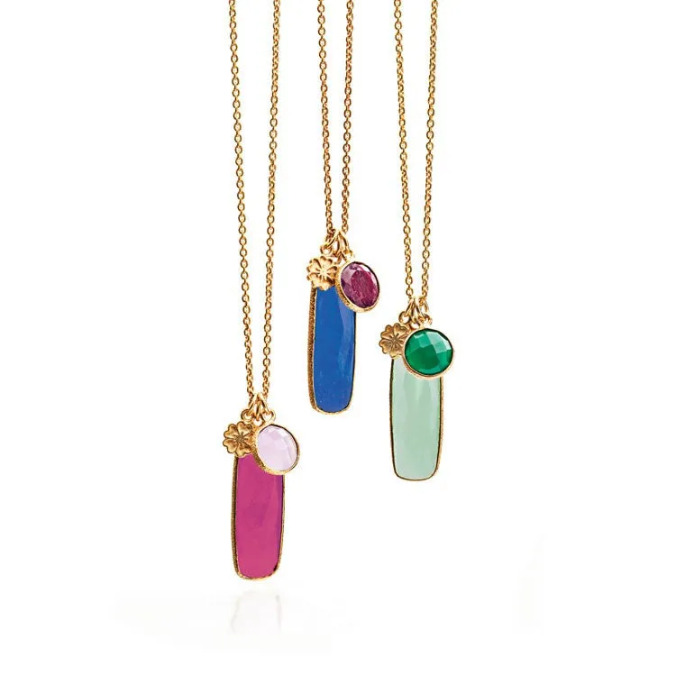 Fuchsia Chalcedony & Rose Quartz Pendant Necklace
