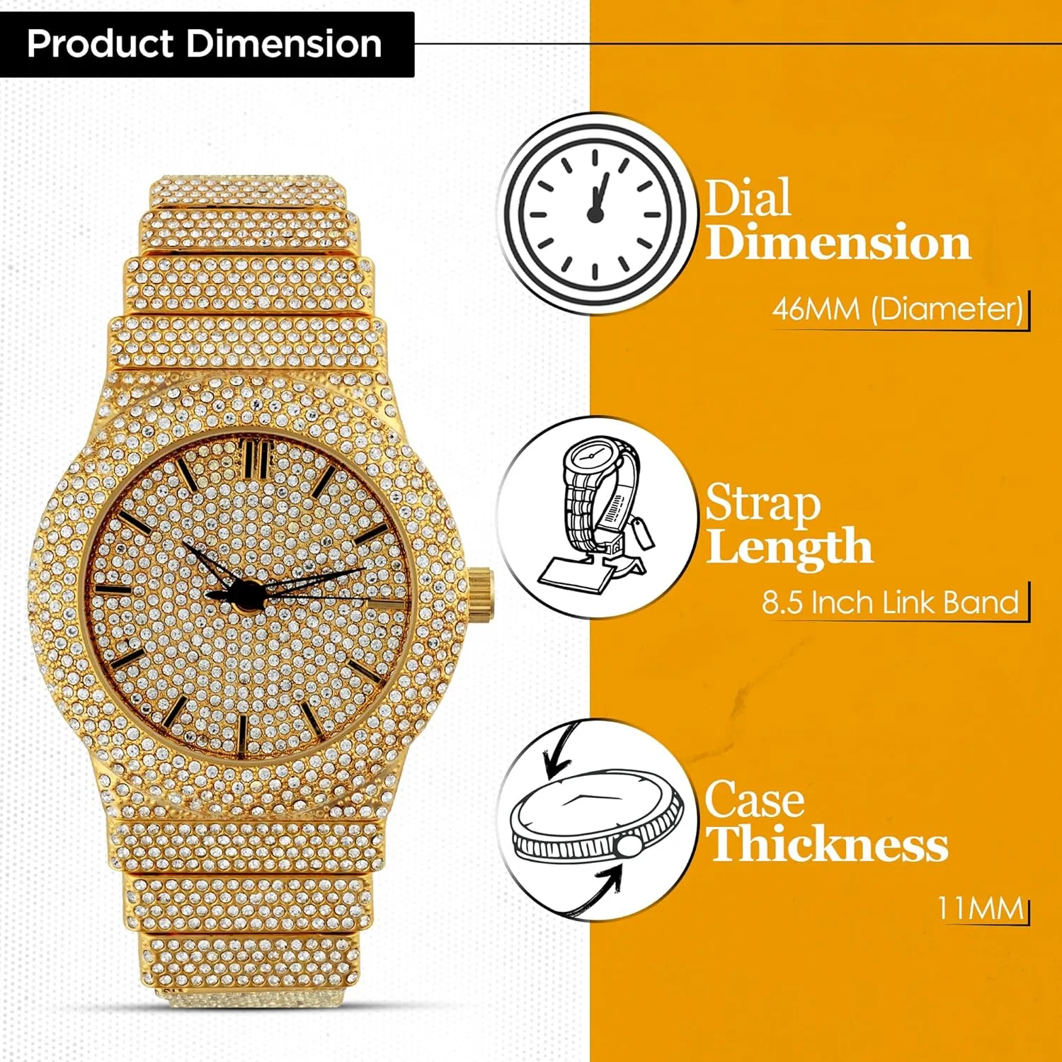 Full Iced Bling Out Religious Jesus Cross Pendant Charm 24" Twisted Rope Chain Set, Men/Women, CZ Crystal Diamonds White Gold Plated Rhodium Finish Watch Gift Set
