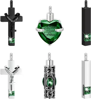 Fumete 6 Pcs Ashes Necklace Urn Jewelry for Human Ashes Memorial - Men & Women Pendant