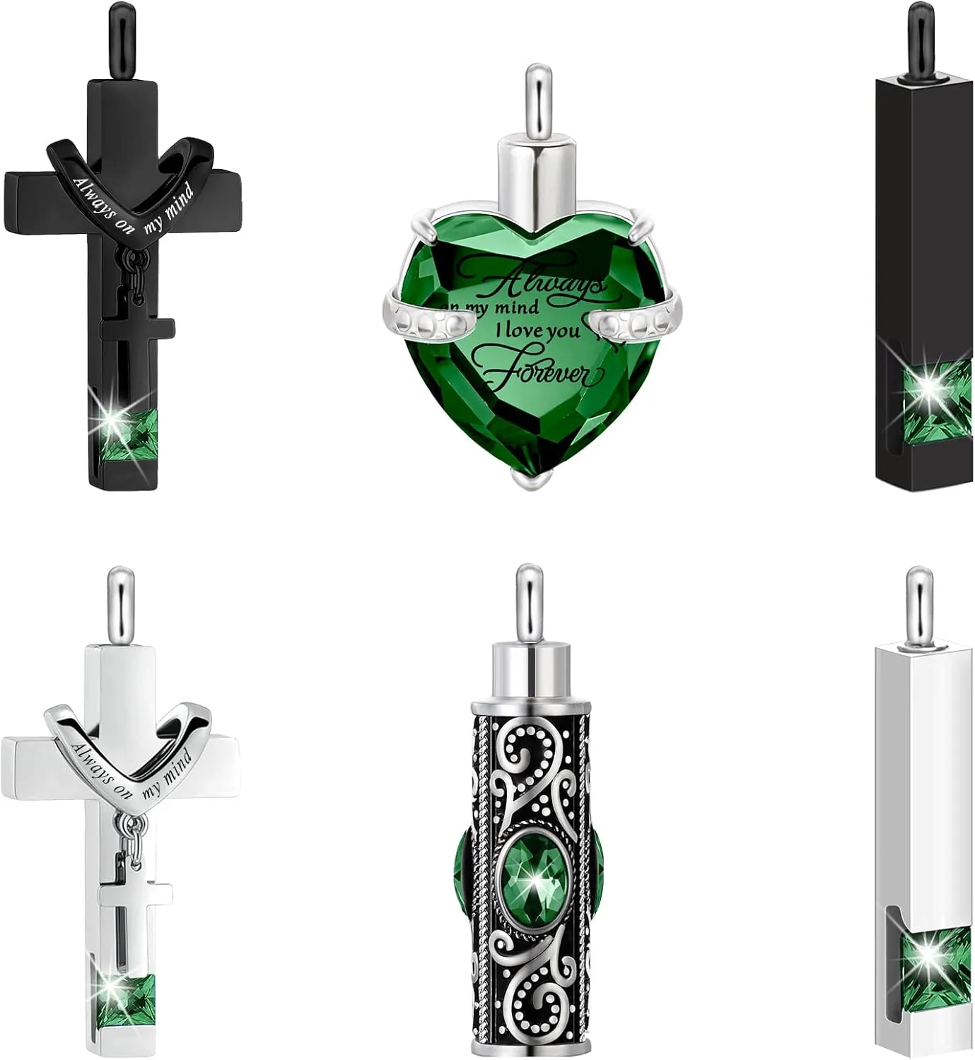 Fumete 6 Pcs Ashes Necklace Urn Jewelry for Human Ashes Memorial - Men & Women Pendant