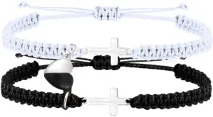 Fuqimanman2020 Handmade Braided Love Infinity Couples Bracelet Heart Matching Attraction Cross Yin Yang Relationship Adjustable Cord for Him and Her BFF Friendship Promise Valentines Gift