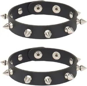 Fuqimanman2020 Punk Leather Spike Rivet Bracelets Set Faux Studded Cuff Bangle Goth Black Wristband Strap for Men Women Biker Halloween Party Deco Jewelry