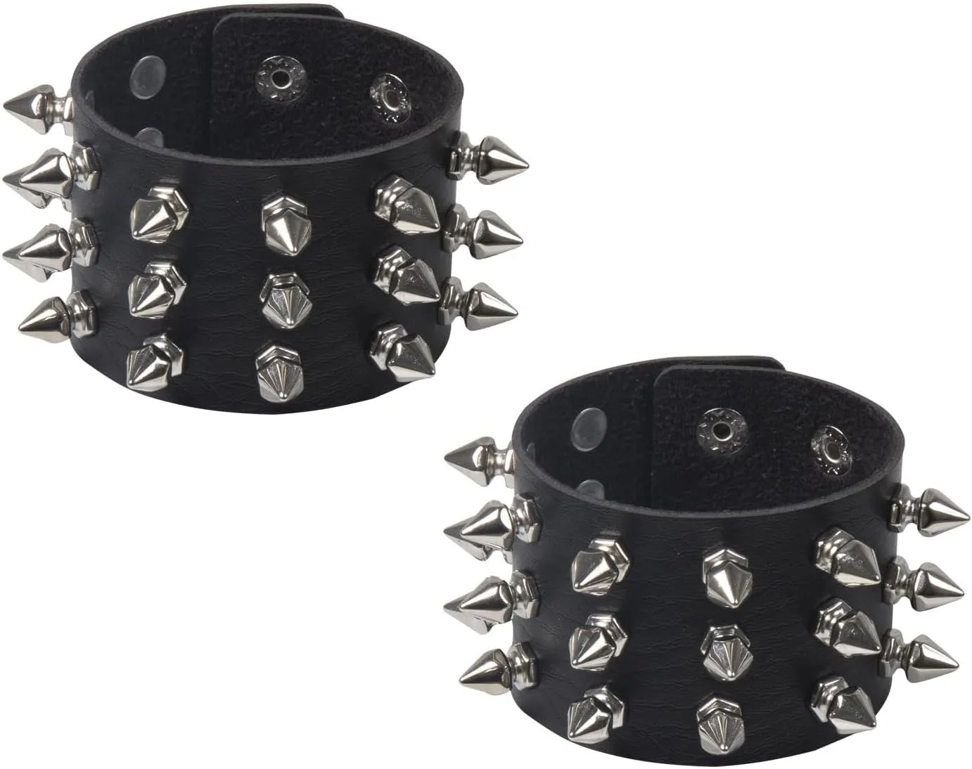 Fuqimanman2020 Punk Leather Spike Rivet Bracelets Set Faux Studded Cuff Bangle Goth Black Wristband Strap for Men Women Biker Halloween Party Deco Jewelry