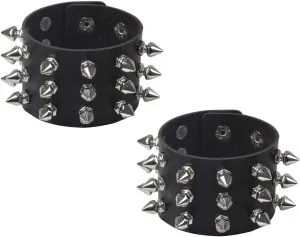 Fuqimanman2020 Punk Leather Spike Rivet Bracelets Set Faux Studded Cuff Bangle Goth Black Wristband Strap for Men Women Biker Halloween Party Deco Jewelry