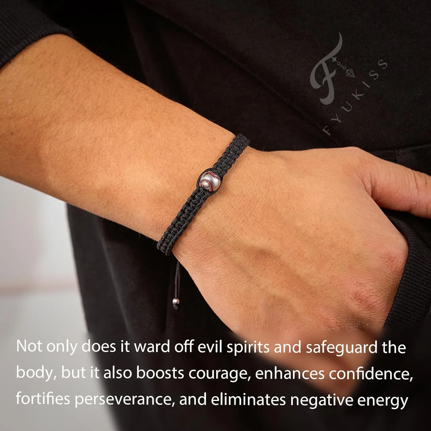 FYUKISS Baseball Football Soccer Gifts, Adjustable Braided Baseball Bracelets for Teen Ideas with Message Gift Card