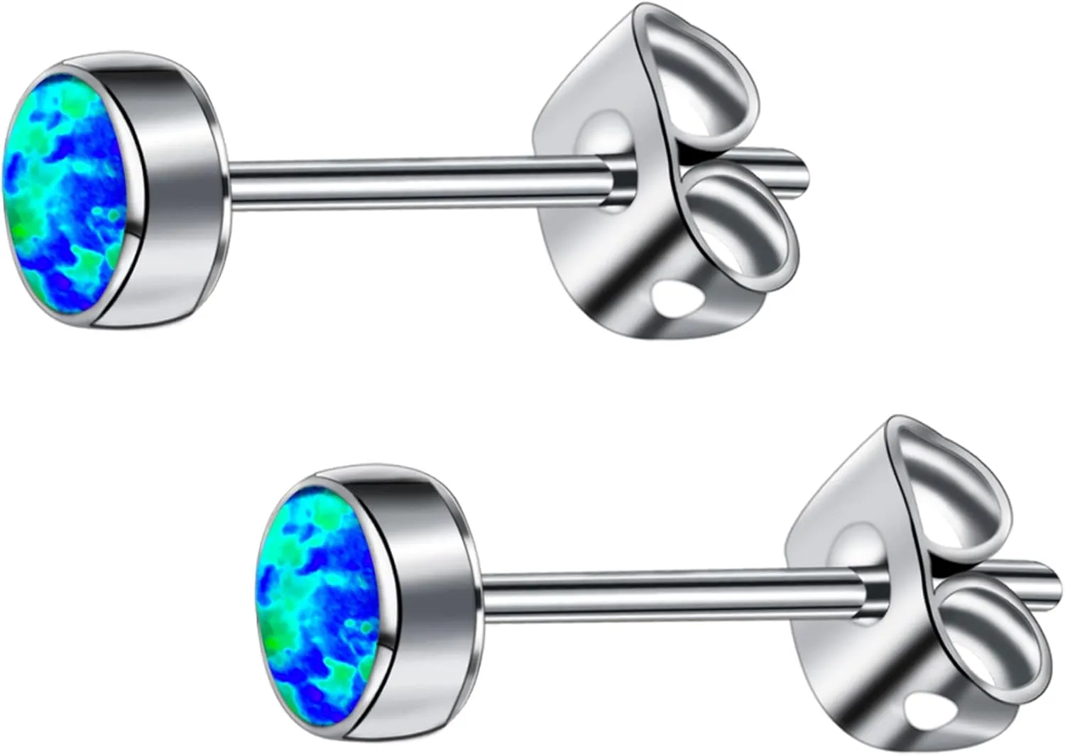 G23 Titanium Opal Stud Earrings for Women Girls Hypoallergenic Earring with 4mm 5mm Birthstone for Sensitive Ear Fashion Women's Jewelry(2pcs)