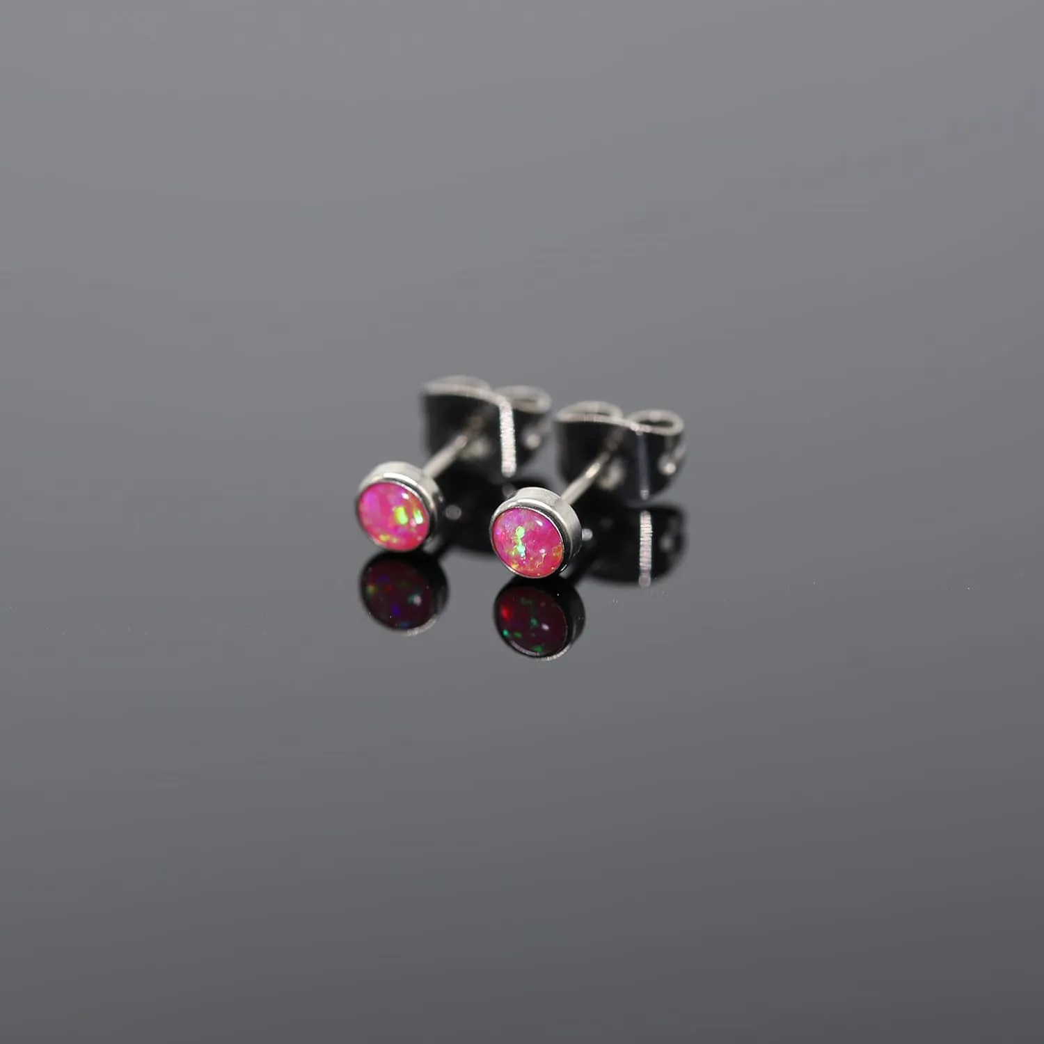 G23 Titanium Opal Stud Earrings for Women Girls Hypoallergenic Earring with 4mm 5mm Birthstone for Sensitive Ear Fashion Women's Jewelry(2pcs)