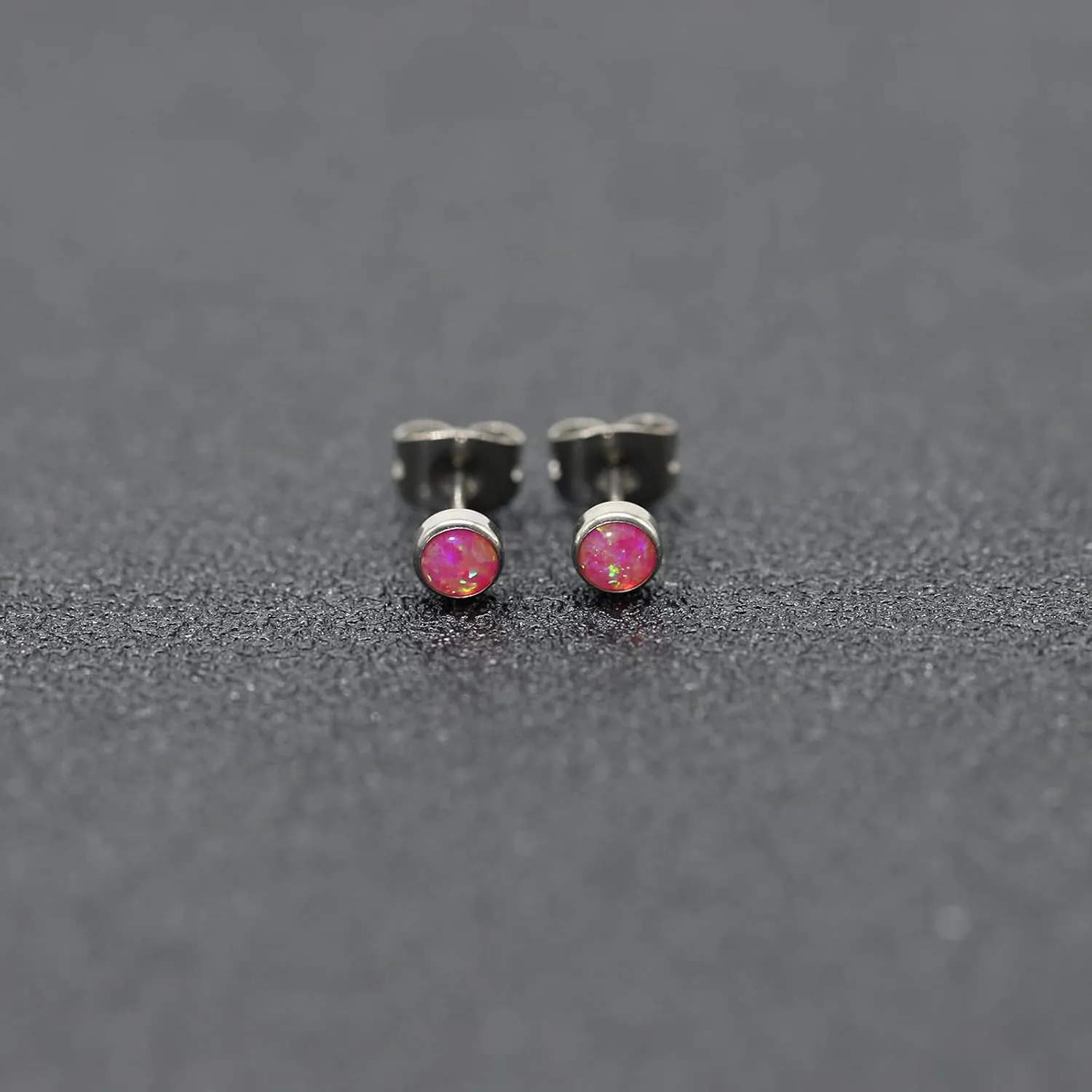 G23 Titanium Opal Stud Earrings for Women Girls Hypoallergenic Earring with 4mm 5mm Birthstone for Sensitive Ear Fashion Women's Jewelry(2pcs)