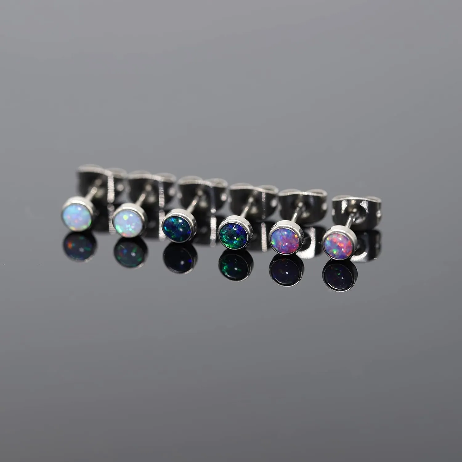 G23 Titanium Opal Stud Earrings for Women Girls Hypoallergenic Earring with 4mm 5mm Birthstone for Sensitive Ear Fashion Women's Jewelry(2pcs)