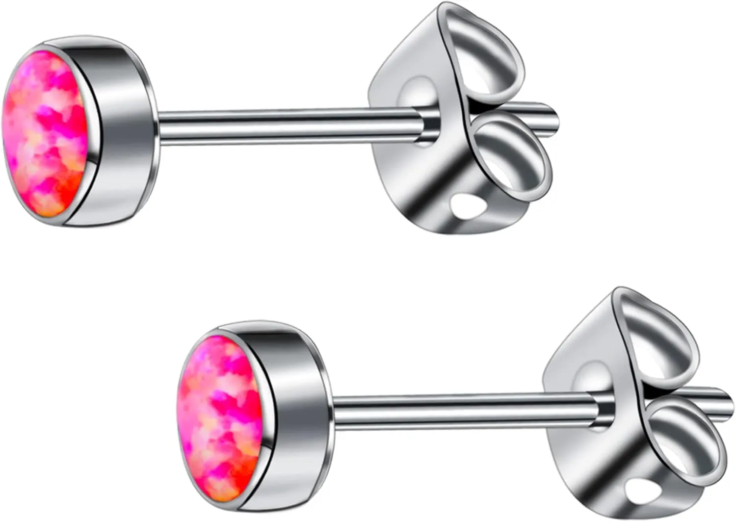 G23 Titanium Opal Stud Earrings for Women Girls Hypoallergenic Earring with 4mm 5mm Birthstone for Sensitive Ear Fashion Women's Jewelry(2pcs)