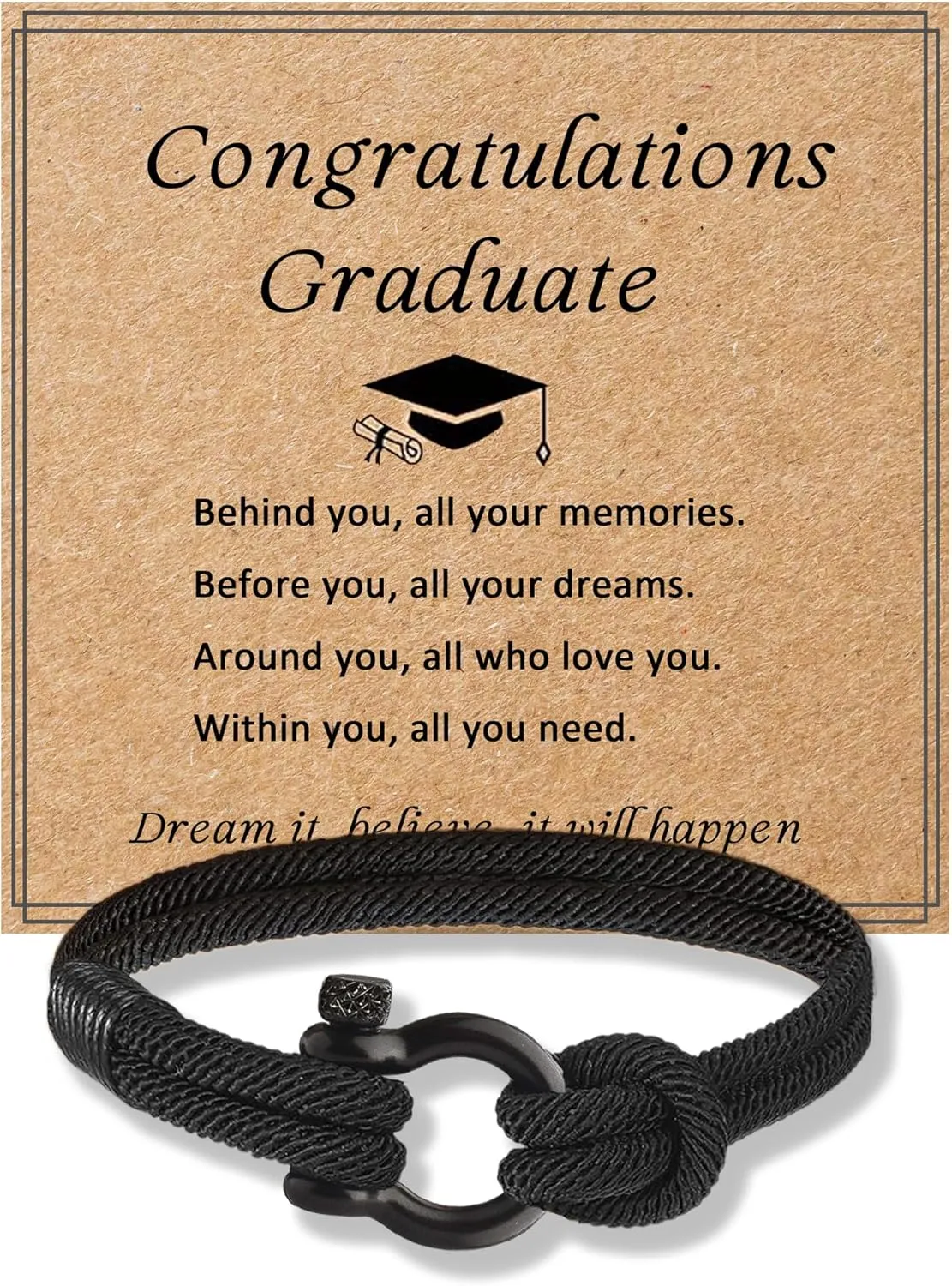 Gaoikerr Graduation Gifts for Him 2024 Graduation Bracelets High School College Graduation Gifts for Men Leather Bracelet Class Of 2024 Gift for Son Brother Friends Classmates