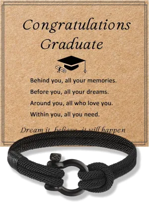 Gaoikerr Graduation Gifts for Him 2024 Graduation Bracelets High School College Graduation Gifts for Men Leather Bracelet Class Of 2024 Gift for Son Brother Friends Classmates