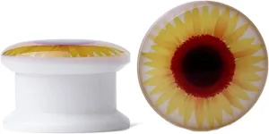 Gauge Ear Kit, 2PCS Ear Gauges Acrylic White with Sunflower Pattern Tunnel Gauges for Ears