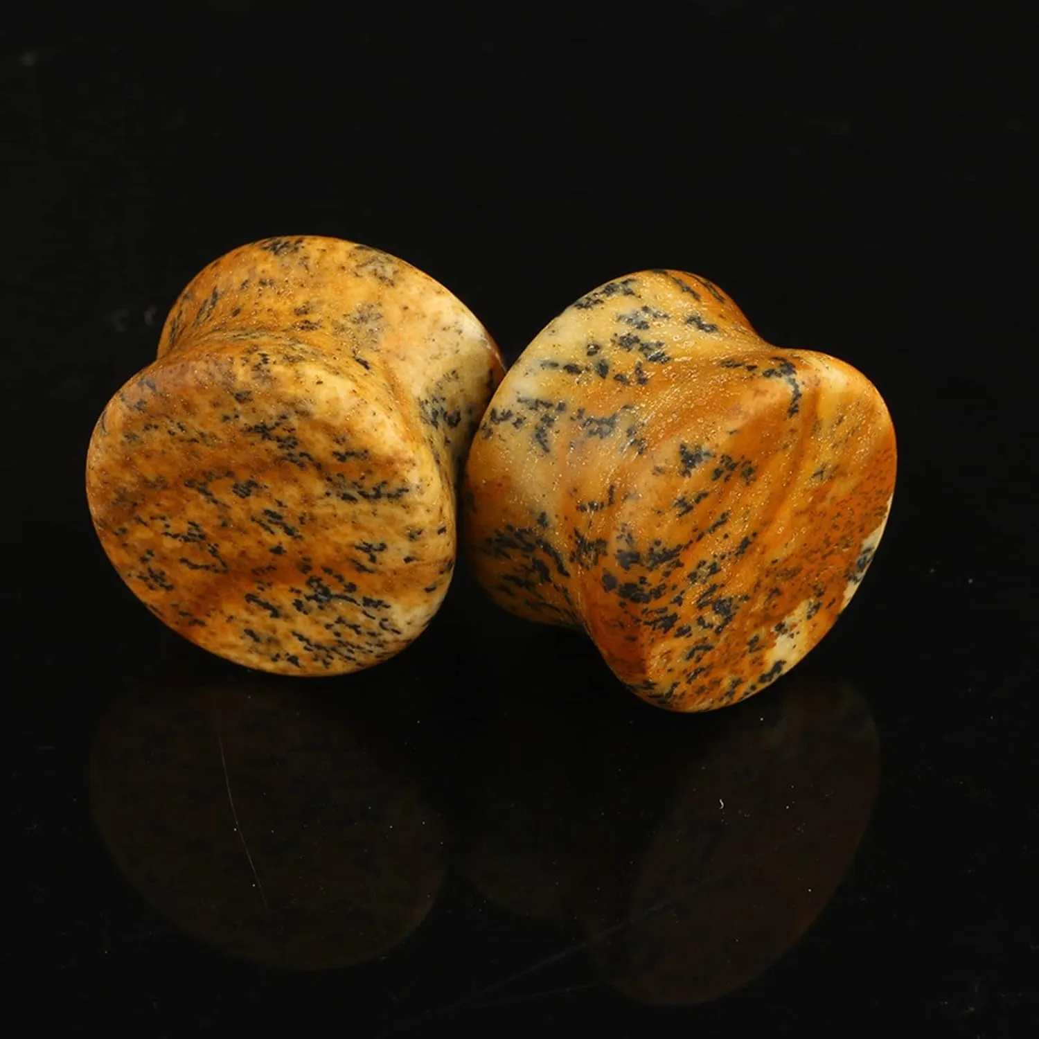 Gauge Earrings, 1 Pair Ear Gauges Brown Nature Stone Women and Men Ear Gauge Plugs
