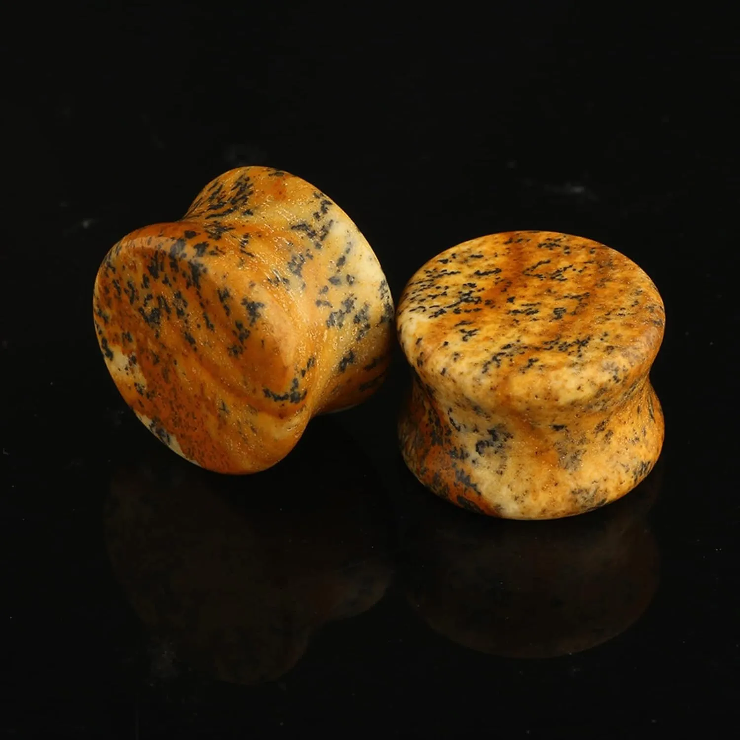 Gauge Earrings, 1 Pair Ear Gauges Brown Nature Stone Women and Men Ear Gauge Plugs