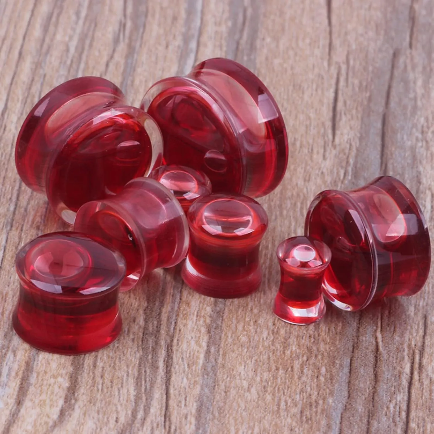 Gauges Stretching Kit, 2PCS Ear Gauges Acrylic Red Water Women and Men Ear Expander