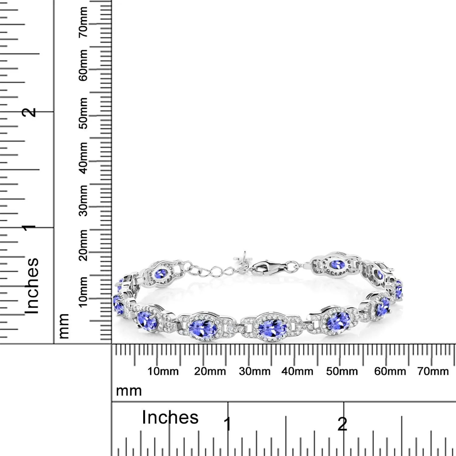 Gem Stone King 925 Sterling Silver Oval Gemstone Birthstone Tennis Bracelet For Women | Oval 6X4MM | 7 Inch With 1 Inch Extender | Fine Jewelry Gifts for Her Mom Women Wife