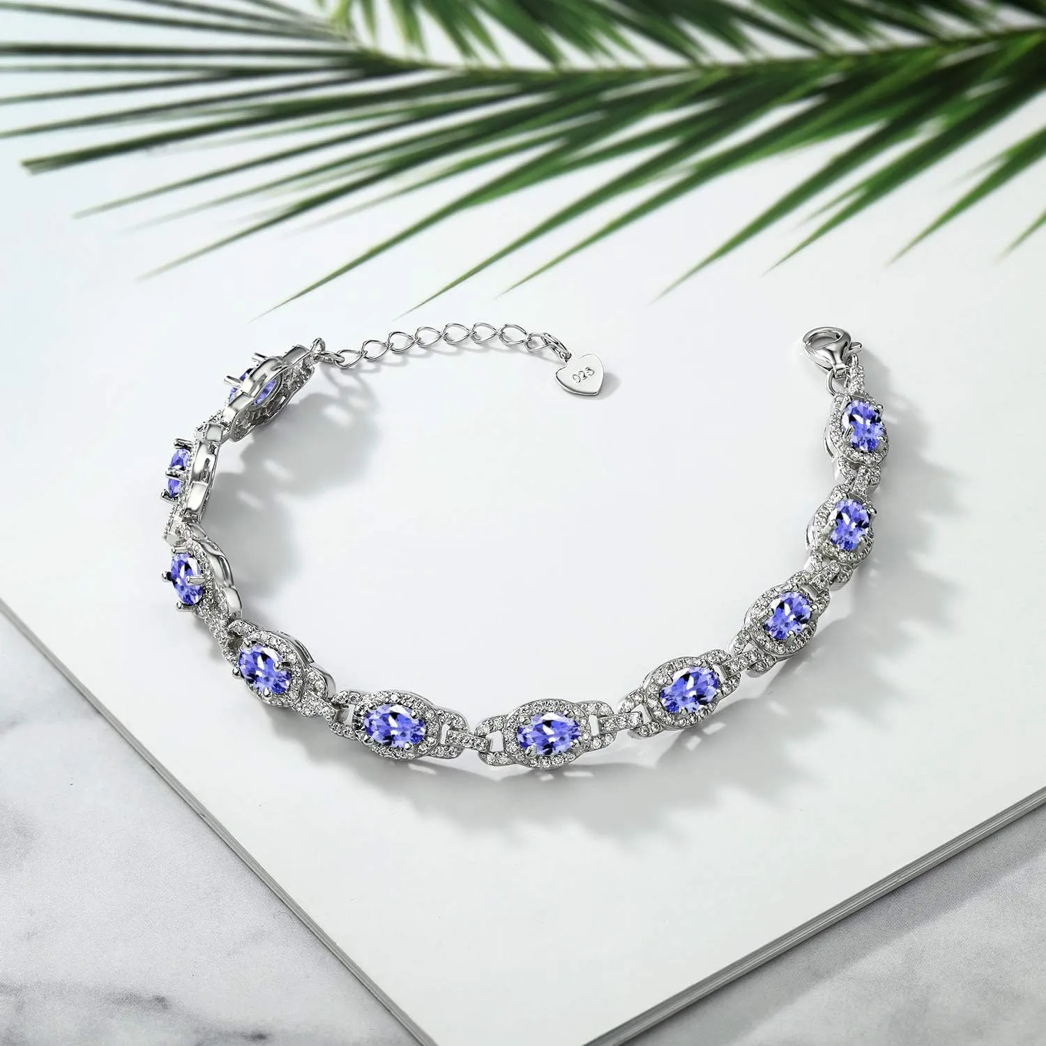 Gem Stone King 925 Sterling Silver Oval Gemstone Birthstone Tennis Bracelet For Women | Oval 6X4MM | 7 Inch With 1 Inch Extender | Fine Jewelry Gifts for Her Mom Women Wife
