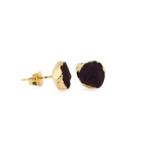 Gempires Raw Ruby Stud Post Earrings, Pink Stone Earring, 8-10 mm Ruby Studs, 14k Gold Plated, July Birthstone Gifts, Ruby Jewelry s, Gift for Her