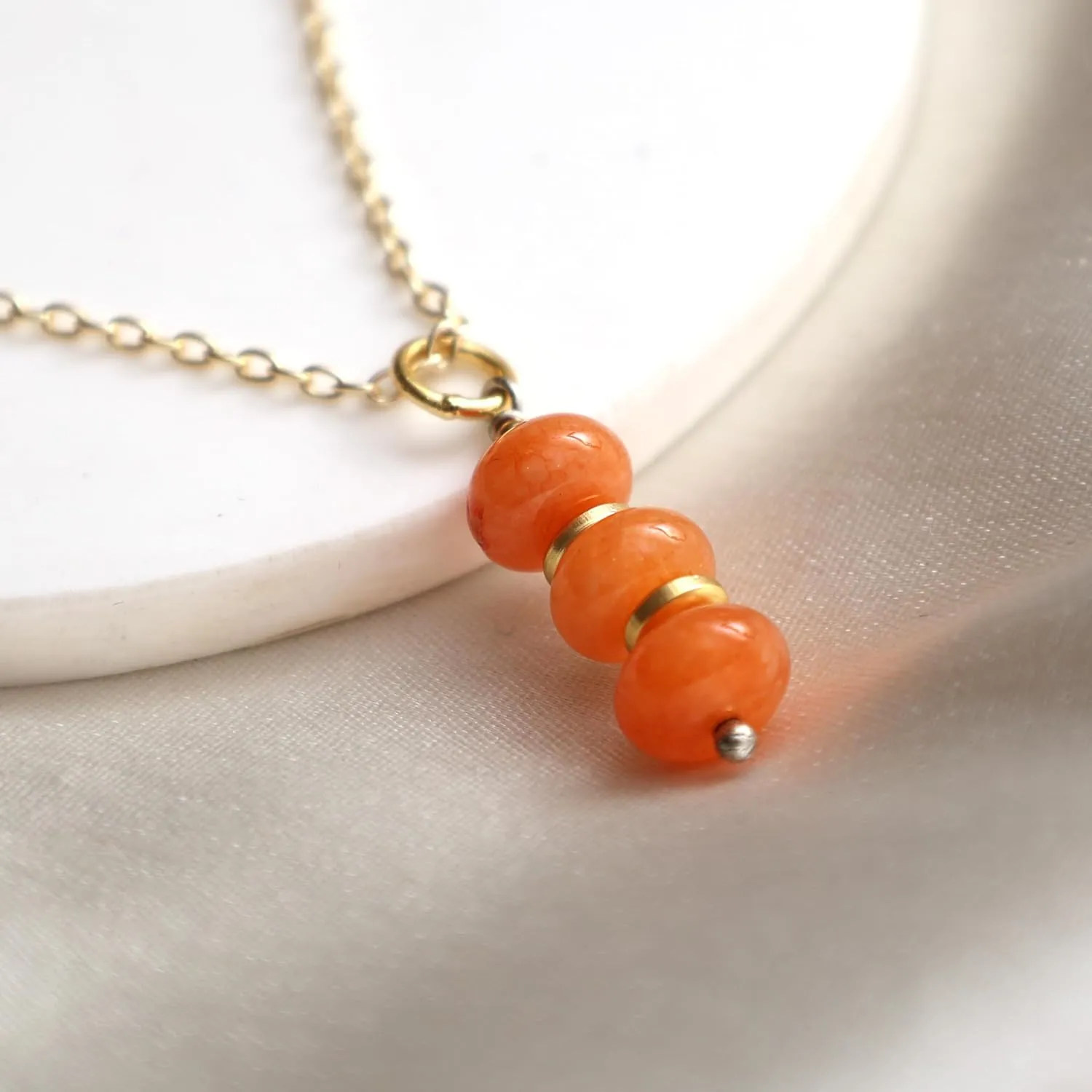 Gempires Real Carnelian Pendant Necklace July Birthstone Gemstone Jewelry Hypoallergenic 18 Inch Gold Plated Minimalist Handmade Jewelry Gifts For Her