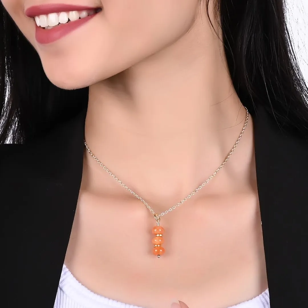 Gempires Real Carnelian Pendant Necklace July Birthstone Gemstone Jewelry Hypoallergenic 18 Inch Gold Plated Minimalist Handmade Jewelry Gifts For Her