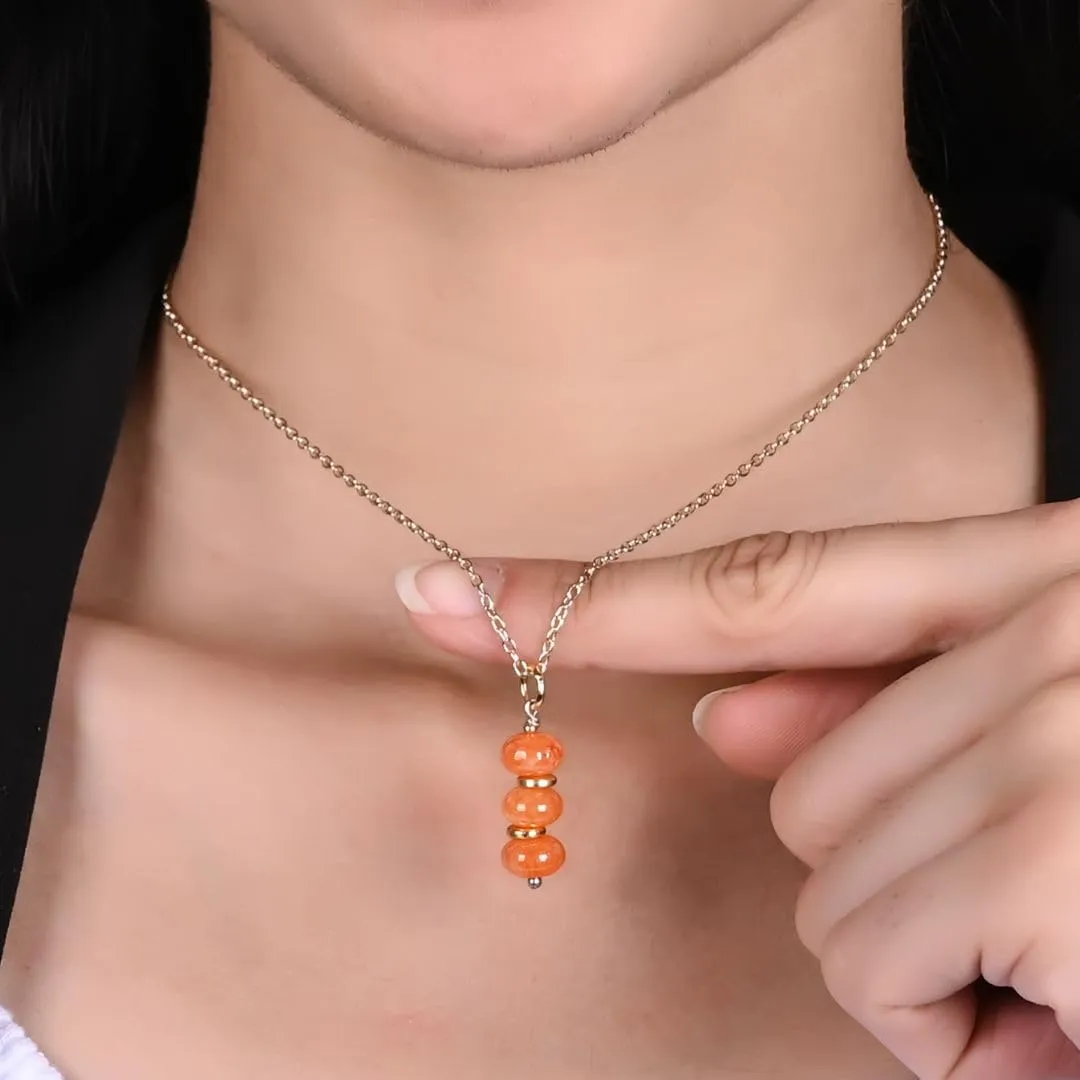 Gempires Real Carnelian Pendant Necklace July Birthstone Gemstone Jewelry Hypoallergenic 18 Inch Gold Plated Minimalist Handmade Jewelry Gifts For Her